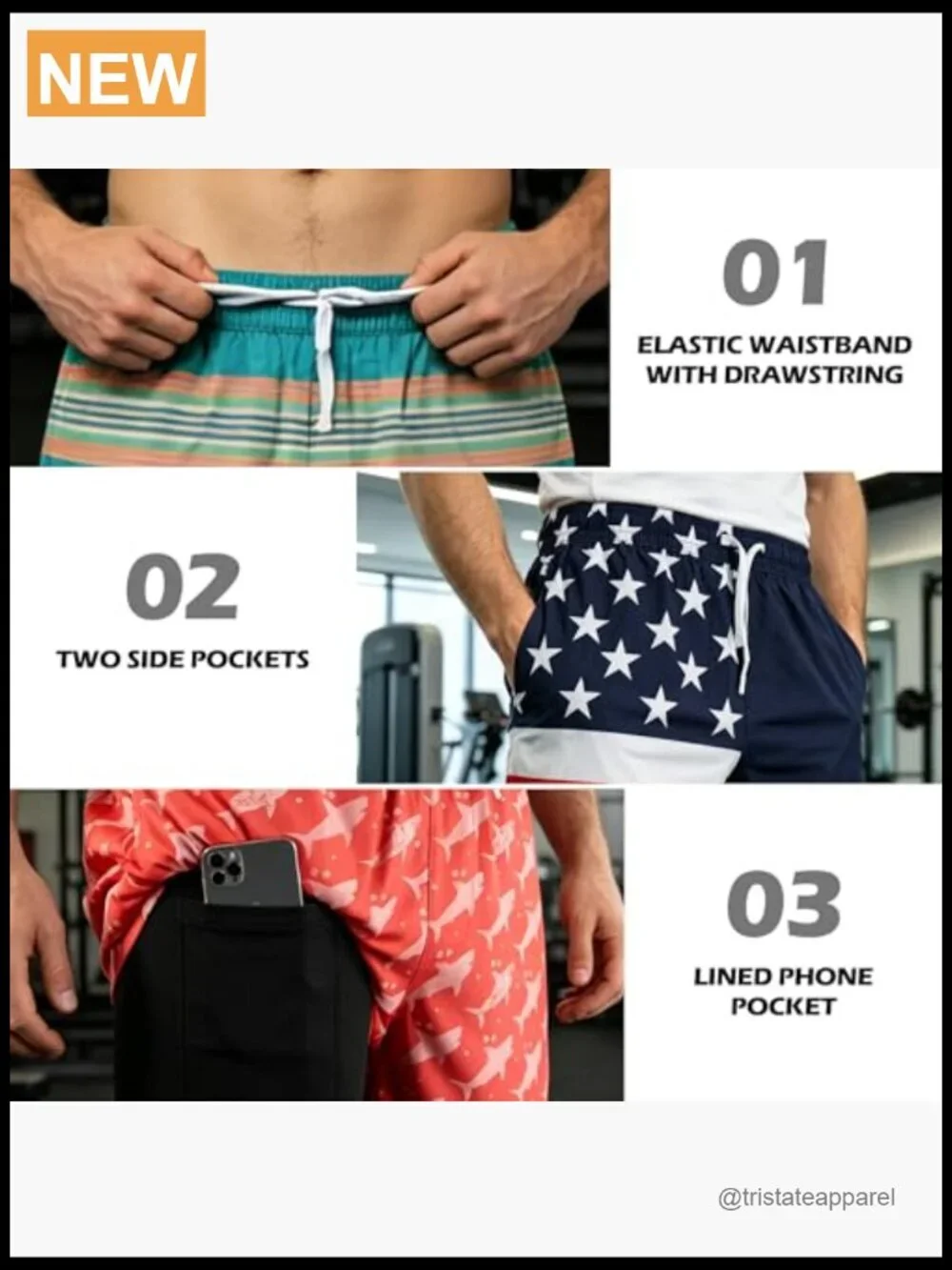 Men's Swim Trunks Board Shorts Quick Dry 2 in 1 with Pockets Drawstring Beach